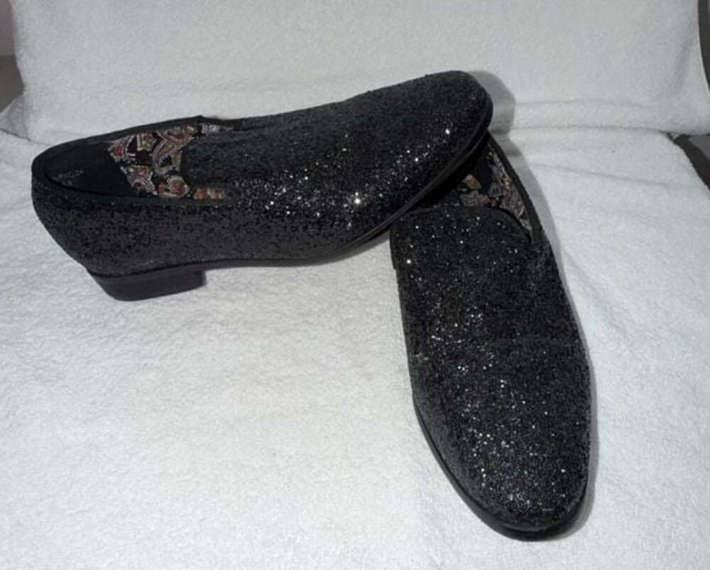 Enzo Romeo SPK04 Mens Vintage Glitter Dress Loafers Slip On Shoes Black Size 8.5